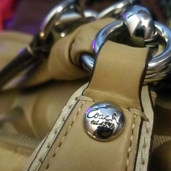 Coach Kristin OP Art Signature Khaki Hobo Handbag - Picture 5 of 5